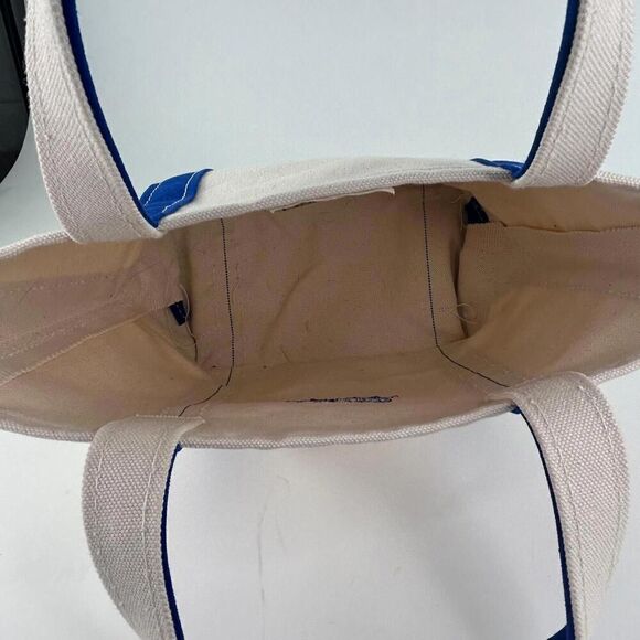 VTG L.L.Bean Boat & Tote Heavy Duty Canvas Bag Beige Blue Tote Handbag Bags - Picture 9 of 12